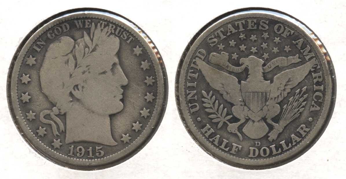 1915-D Barber Half Dollar VG-8 #h