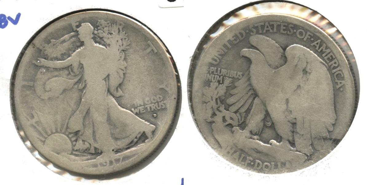1917-D Obverse Mint Mark Walking Liberty Half Dollar AG-3 #f