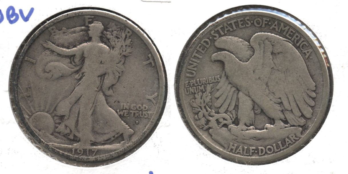 1917-D Obverse Mint Mark Walking Liberty Half Dollar VG-8 #d