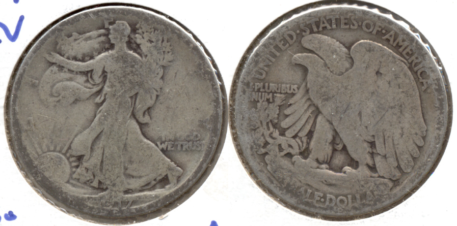 1917-D Reverse Mint Mark Walking Liberty Half Dollar AG-3