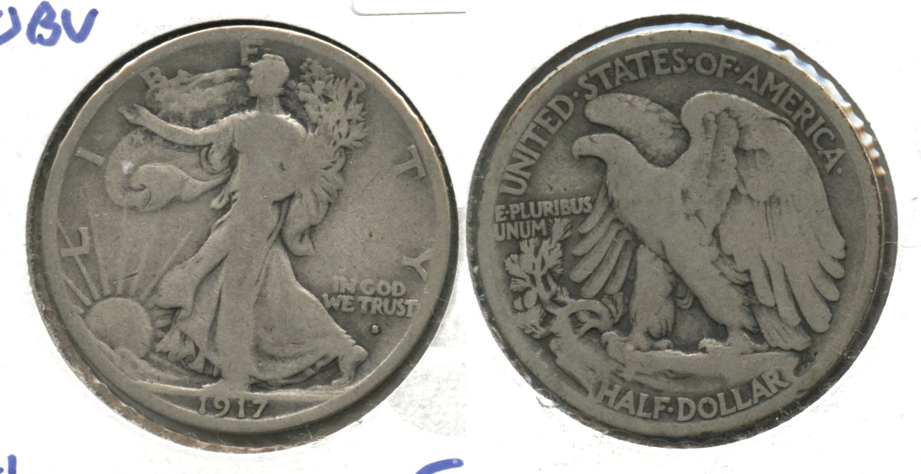 1917-S Obverse Mint Mark Walking Liberty Half Dollar Good-4 #i