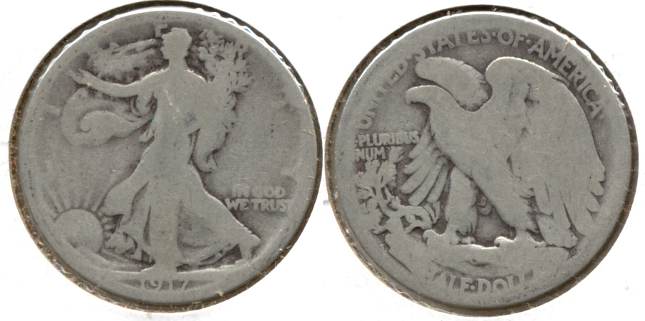 1917-S Reverse Mint Mark Walking Liberty Half Dollar AG-3