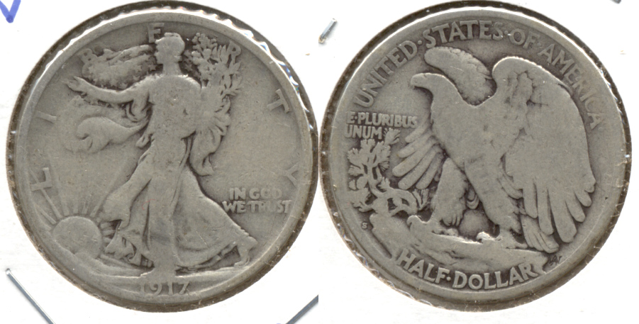 1917-S Reverse Mint Mark Walking Liberty Half Dollar Good-4 q