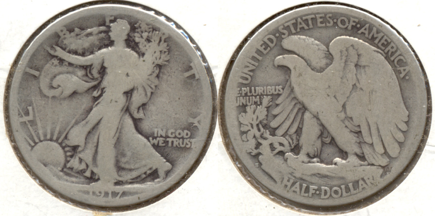 1917-S Reverse Mint Mark Walking Liberty Half Dollar Good-4 s