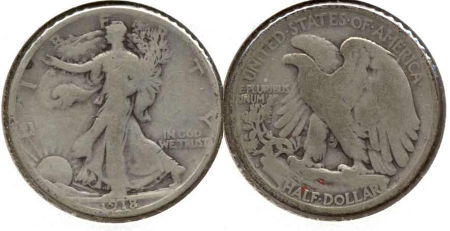1918-D Walking Liberty Half Dollar Good-4 e