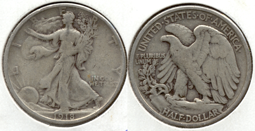 1918-S Walking Liberty Half Dollar Fine-12 e