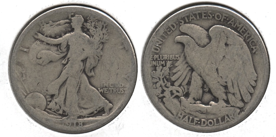 1918-S Walking Liberty Half Dollar Good-4 #af