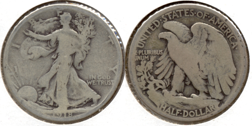 1918-S Walking Liberty Half Dollar Good-4 d