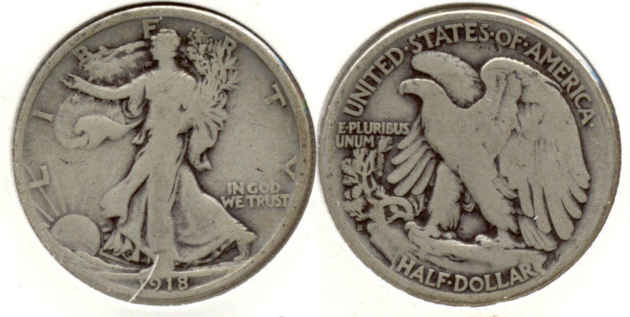 1918-S Walking Liberty Half Dollar VG-8 n