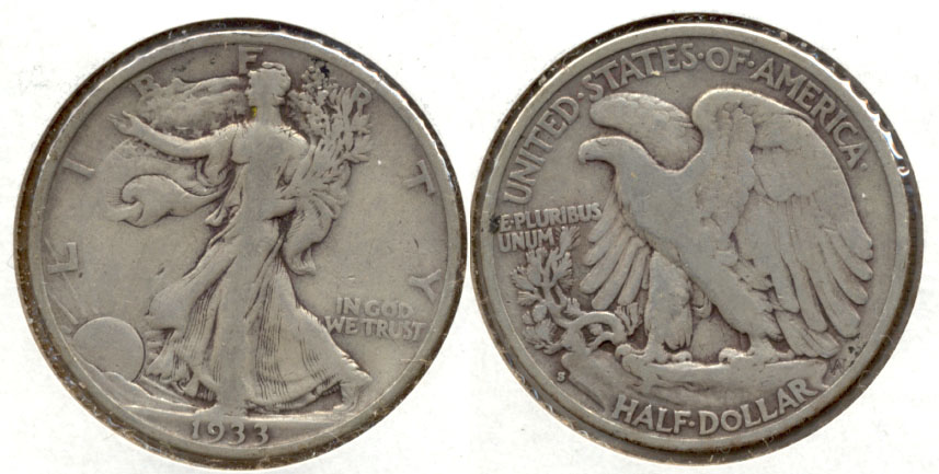 1933-S Walking Liberty Half Dollar Fine-12 a