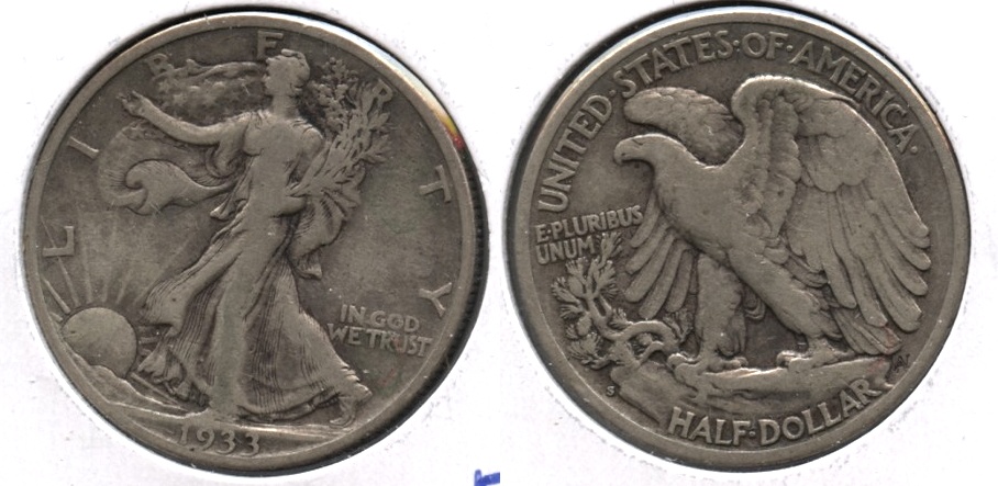 1933-S Walking Liberty Half Dollar Fine-12 o