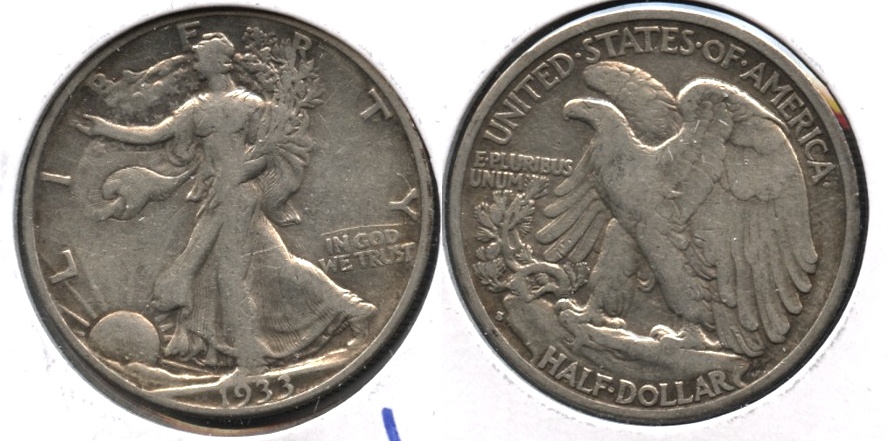 1933-S Walking Liberty Half Dollar Fine-15 a Cleaned