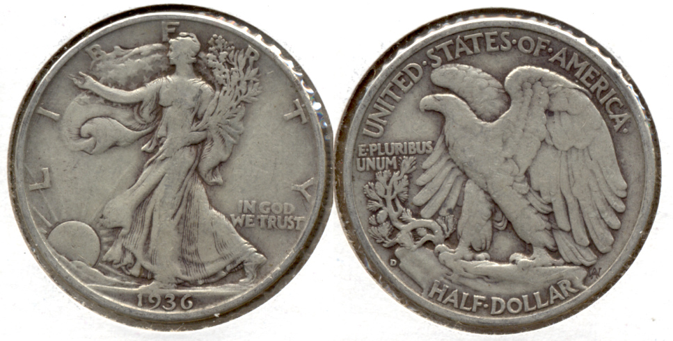1936-D Walking Liberty Half Dollar Fine-12 d