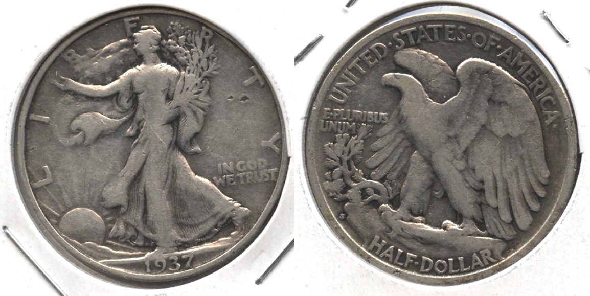 1937-S Walking Liberty Half Dollar Fine-12 #b Cleaned