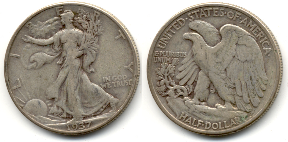 1937 Walking Liberty Half Dollar Fine-12 h