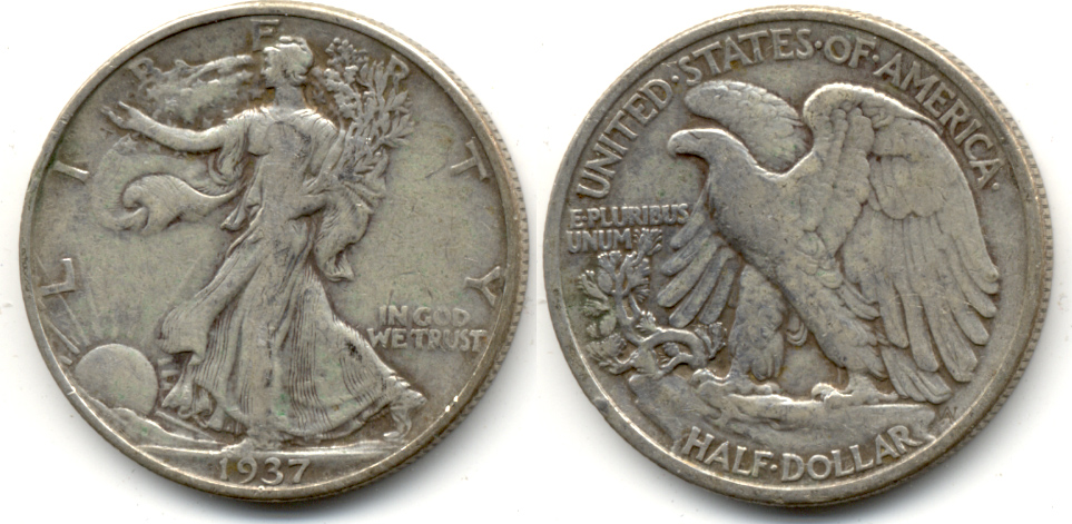 1937 Walking Liberty Half Dollar Fine-12 k