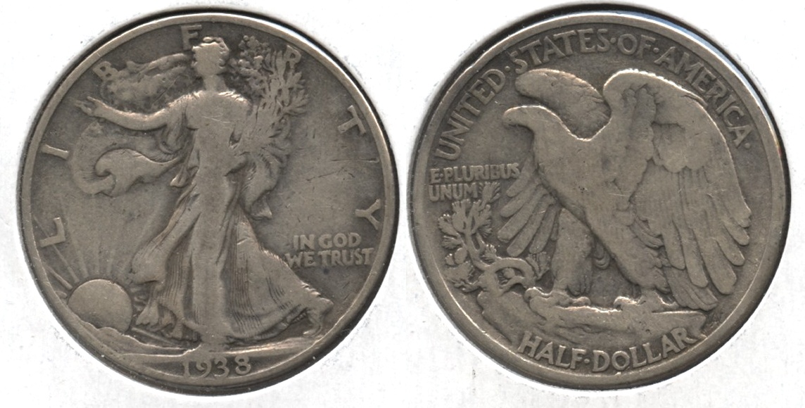 1938 Walking Liberty Half Dollar VG-8 #o