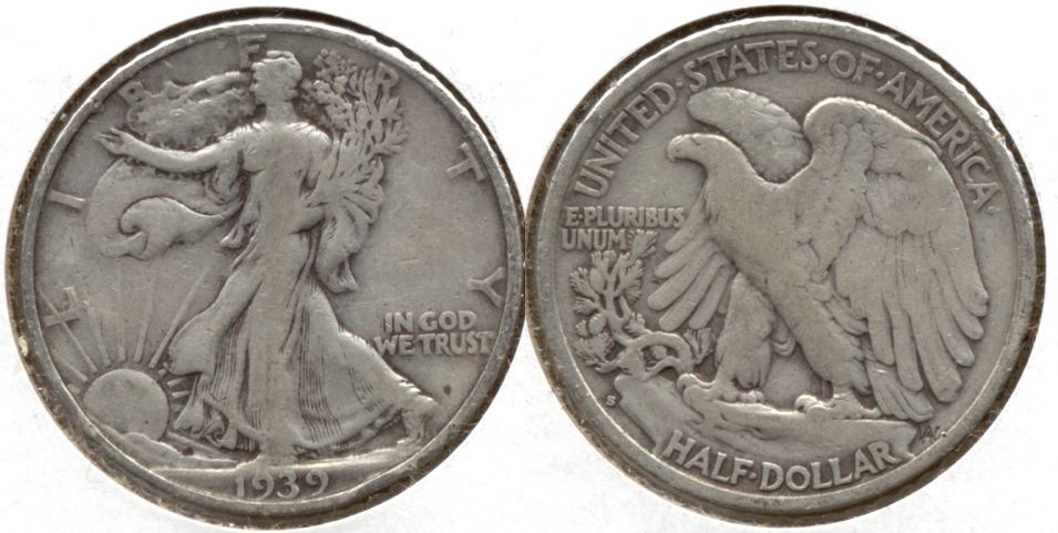 1939-S Walking Liberty Half Dollar Fine-12 ab