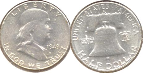 1949-S Franklin Half Dollar AU-50