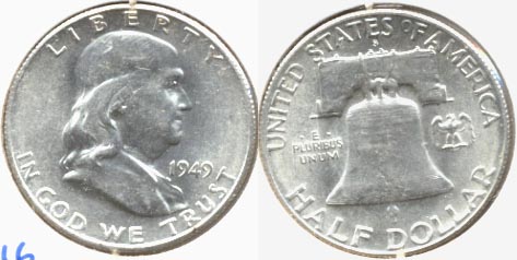 1949-S Franklin Half Dollar AU-58