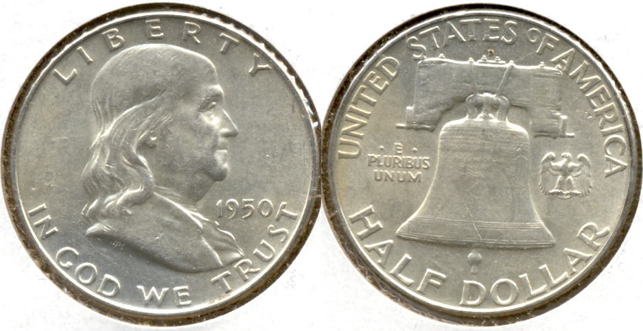 1950-D Franklin Half Dollar AU-50 ab