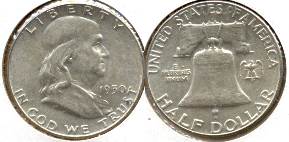 1950 Franklin Half Dollar AU-50 v