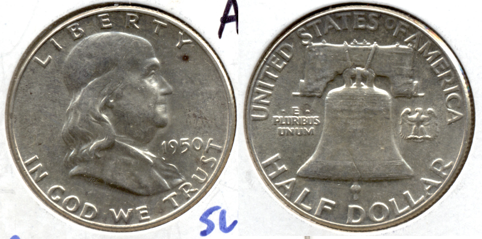 1950 Franklin Half Dollar AU-55 r