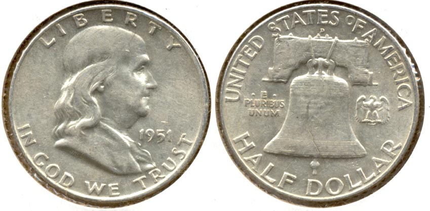 1951-D Franklin Half Dollar AU-50 d