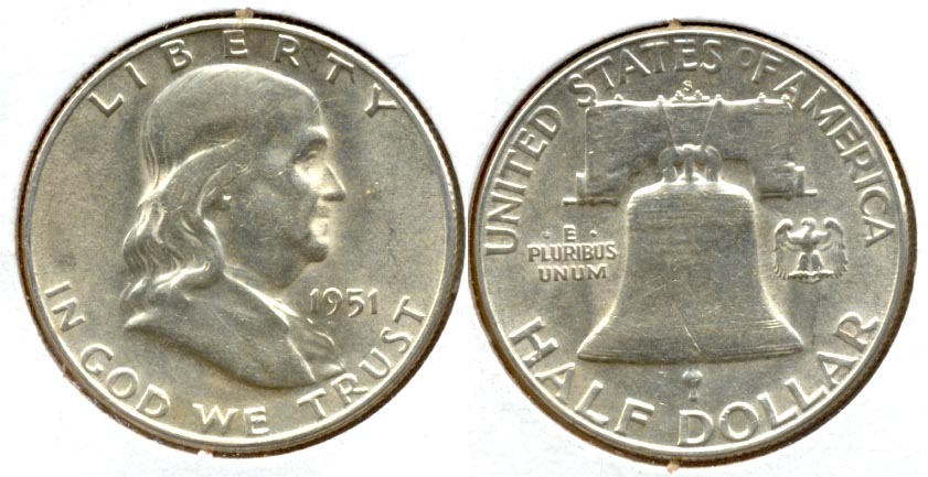 1951-S Franklin Half Dollar AU-50