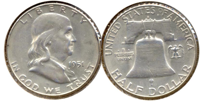 1951-S Franklin Half Dollar AU-50 a