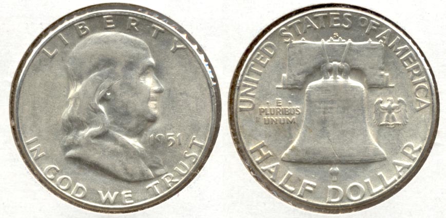 1951-S Franklin Half Dollar AU-50 ak