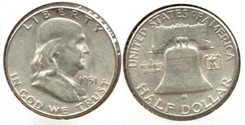 1951-S Franklin Half Dollar AU-50 an