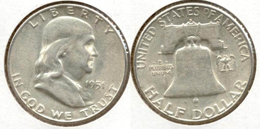 1951-S Franklin Half Dollar AU-50 at