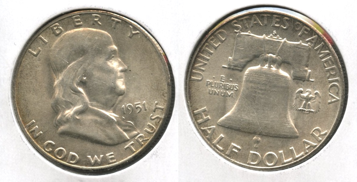 1951-S Franklin Half Dollar AU-50 #bb