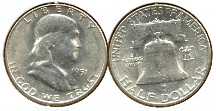 1951-S Franklin Half Dollar AU-50 j