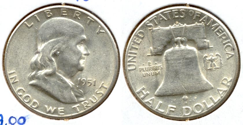 1951-S Franklin Half Dollar AU-50 m