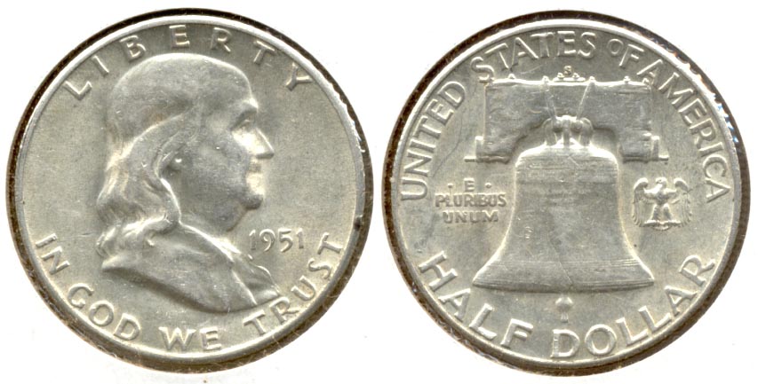 1951-S Franklin Half Dollar AU-50 o
