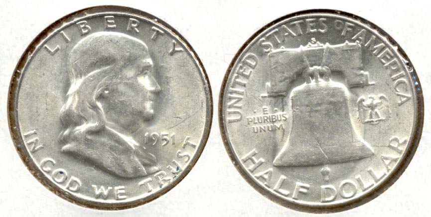 1951-S Franklin Half Dollar AU-50 r