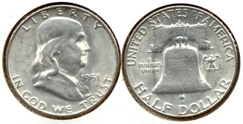 1951-S Franklin Half Dollar AU-50 w