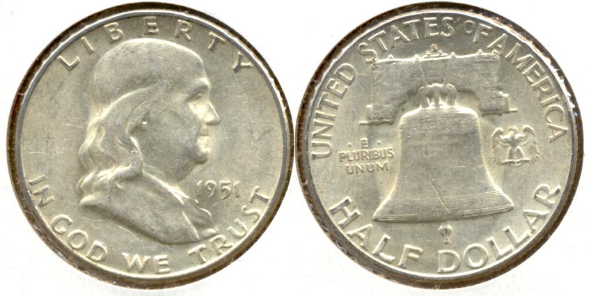 1951-S Franklin Half Dollar AU-50 y