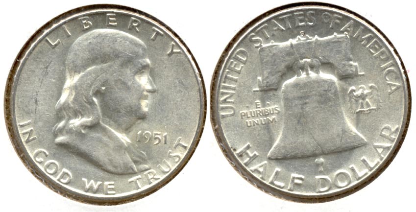 1951-S Franklin Half Dollar AU-50 z