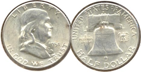 1951-S Franklin Half Dollar AU-55 b