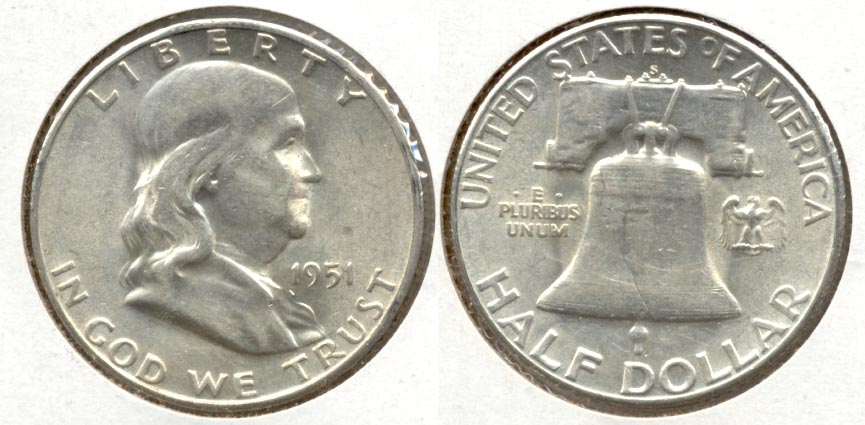 1951-S Franklin Half Dollar AU-55 e