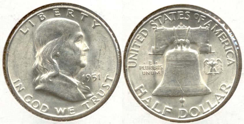 1951-S Franklin Half Dollar AU-55 h