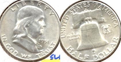 1951-S Franklin Half Dollar AU-55 j
