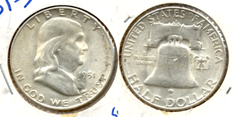 1951-S Franklin Half Dollar AU-55 k
