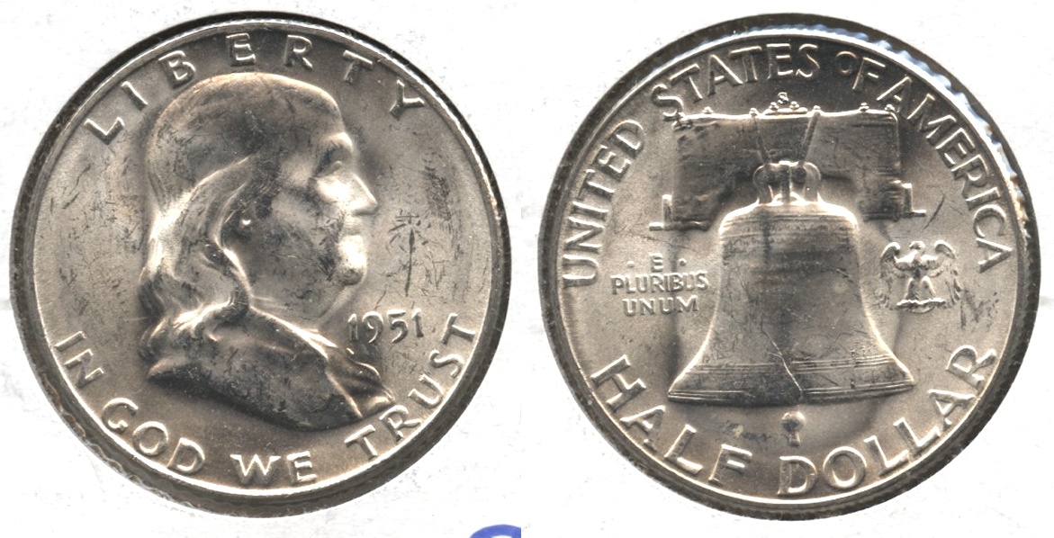 1951-S Franklin Half Dollar MS-60 #e
