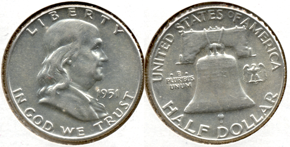 1951 Franklin Half Dollar AU-50 t
