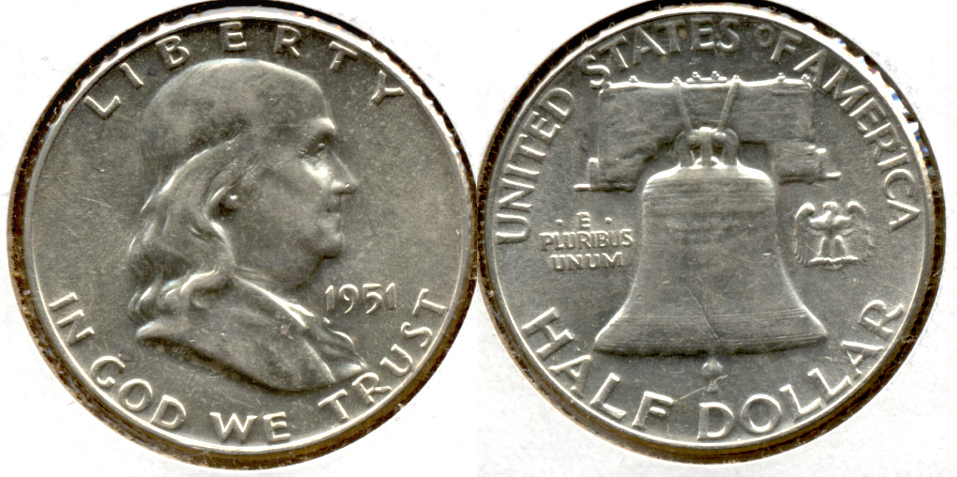 1951 Franklin Half Dollar AU-50 w