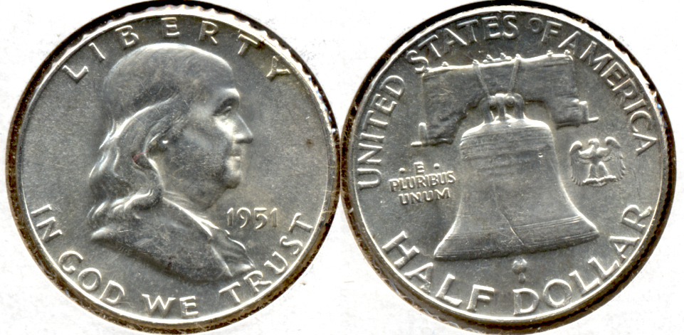 1951 Franklin Half Dollar AU-55 l